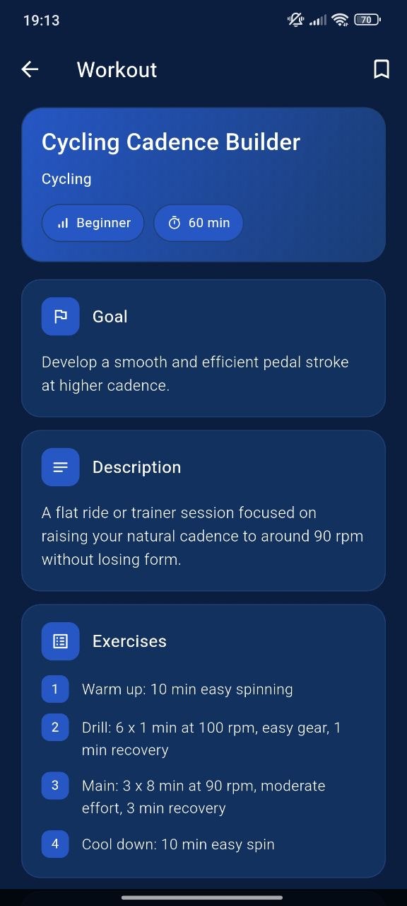 Workouts screen